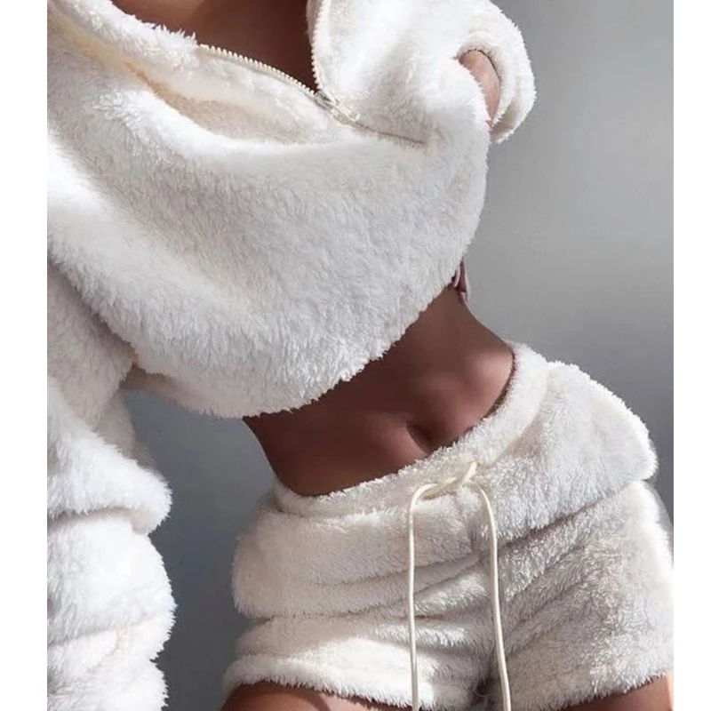 

Осенний комплект Wepbel из 2 предметов, Женский флисовый пуловер, Сексуальная Домашняя одежда, Короткие топы, одежда для сна