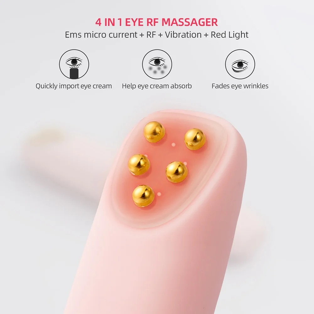 Eye Cream Roller EMS Vibration Heating Eye Massager Anti-Eye Wrinkle Dark Circles Eye Bags Remover Eyes Lifting Beauty Device