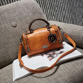 

Female bag 2020 new trendy soft leather all-match portable retro female bag retro classic one-shoulder diagonal bag