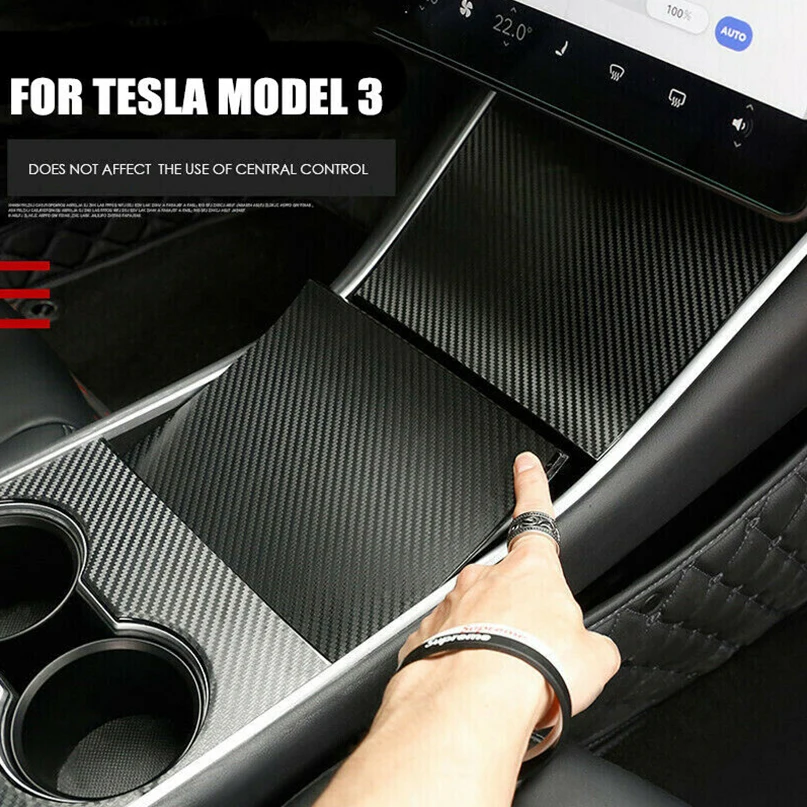 1 комплект для Tesla модель 3 углеродное волокно центральная консоль для салона коробка для хранения крышка наклейка
