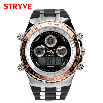 

MMens Watch STRYVE Sports Watches Men Luxury Men Digital analog Watch Army Military Big Dial Alarm Led Analog Clock Montre Homme