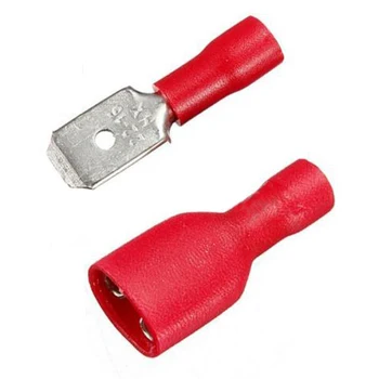 

IMC Wholesale 100 Red Spade Crimp Terminals Fully Insulated Electrical Connectors Audio Wiring