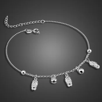 

Fashion Women 100% 925 Sterling silver Ankle 28cm Leg Bracelet Foot Summer Beach Barefoot Sandal Sankle on the leg Accessories