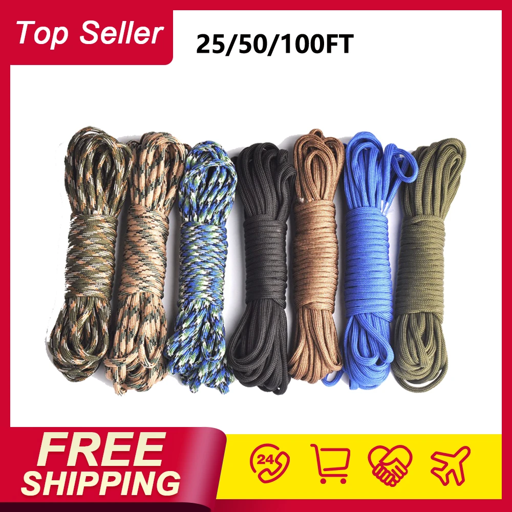 100FT 550 Paracord Parachute Cord Lanyard Mil Spec Type III 7 Strand Great