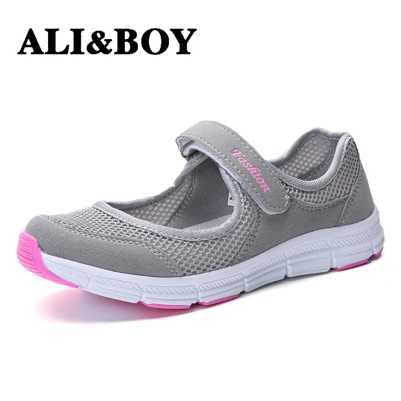 2017 zapatos para caminar para mujeres mayores verano respirable malla de  aire Tenis antideslizante madre deportes suave señoras zapatos para  caminar|Zapatillas para caminar| - AliExpress