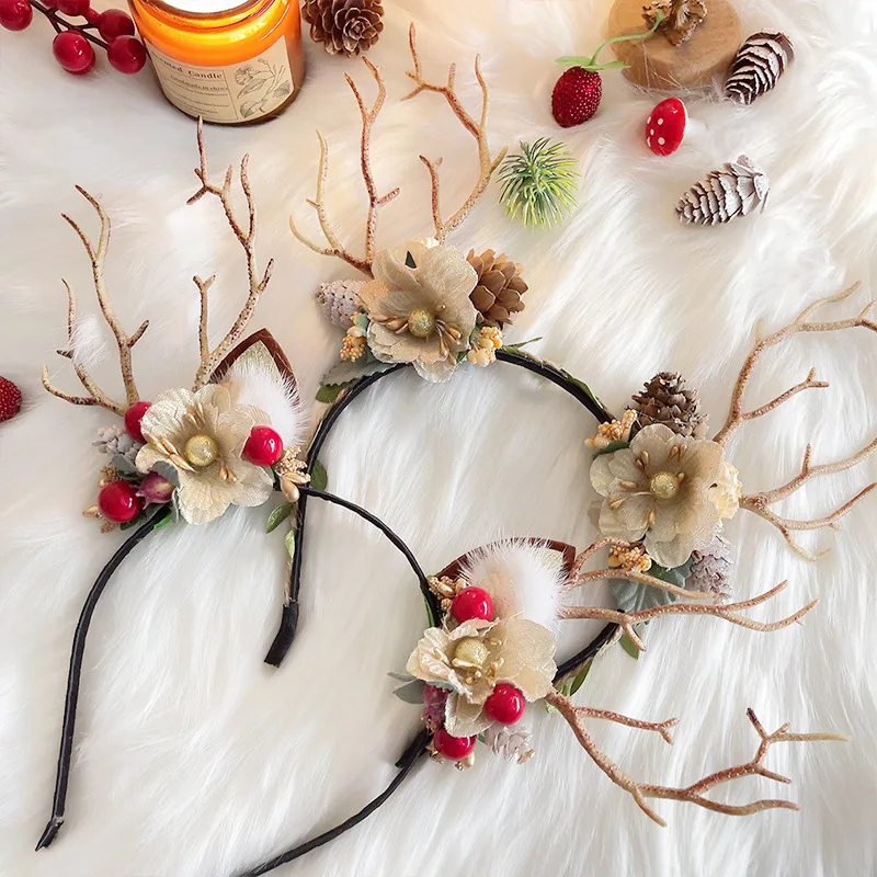 Christmas Antler Headband Elk Branches Winter Luminous Headwear Headband Christmas Ornaments Hairpin Hair Accessories
