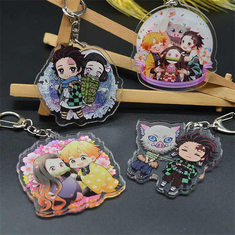 Set of 3 Demon Slayer Kimetsu Anime Acrylic Keychain Nezuko Tanjirou Inosuke