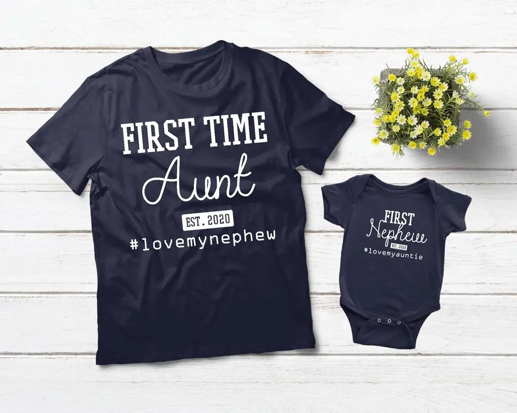 Matching Shirts Aunt Newborn-Baby Outfits Women Nephew And Summer Unisex Ropa Short First-Time