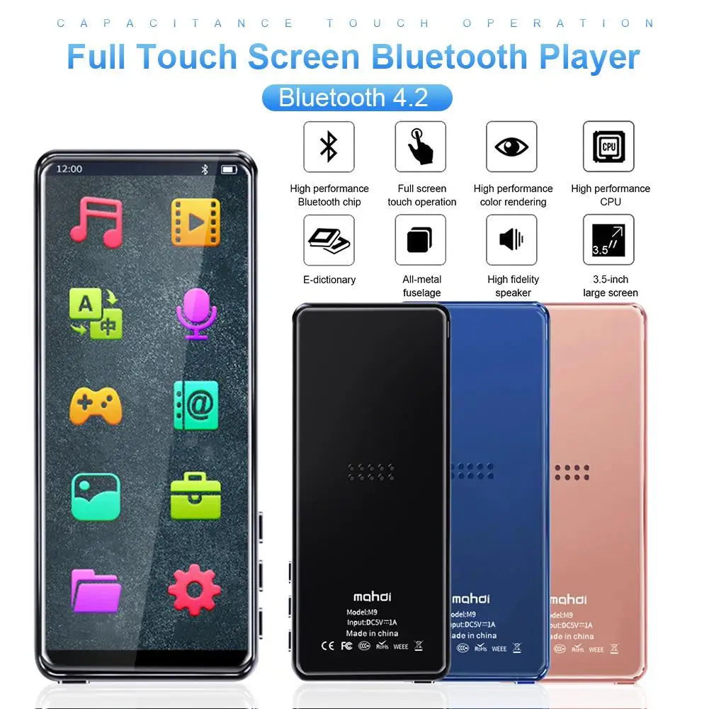 M9 полный экран Bluetooth MP3 Воспроизведение полный сенсорный экран FM радио Запись изображения просмотр длинный режим ожидания Mp 4 MP5 для студентов