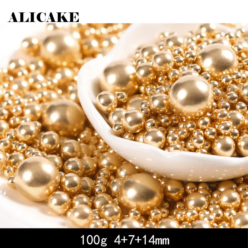 

100g 4/7mm Gold Ball Wedding Edible Sprinkles For Cake Pearl Sugar Fondant Reposteria Food Coloring Party Bakeware Baking Tools