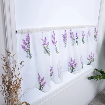 

New Embroidered Bouquet Semi Tier CurtainRod Pocket Home Decor