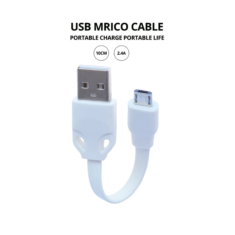 Micro USB 10cm Short Cable Soft Flat TPE Data and Charging Cable Cord for Sync charging Two Pieces