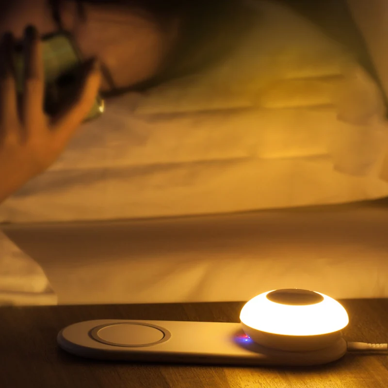 

10W Wireless Charger Angel Wings Night Light with LED Magnetic Attraction USB Fast Charge for Android Apple Iphone