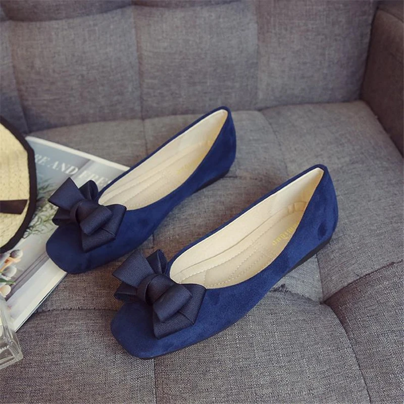 

Балетки женские кожаные на плоской подошве, квадратный носок, бант-бабочка, мягкие вечерние туфли, лоферы, большие размеры 33-43