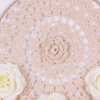 

Cotton Thread Hand-knitted Dream Net Catcher Wooden Loop Hand Pendant Jacquard Wall Hanging Tassel Flower Tapestry 2020