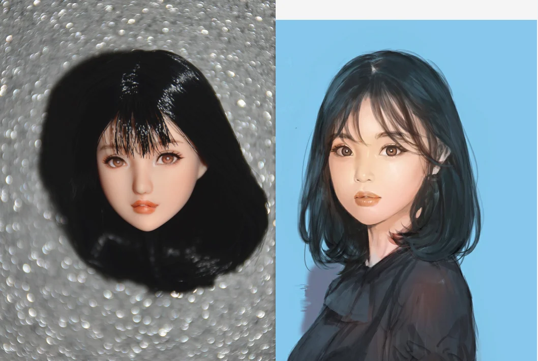 

Estartek Hand Makeup Customized SY65 1/6 Realistic Style Obitsu OB27 Ling Head Sculpt for Phicen Tbleague Action Figure DIY