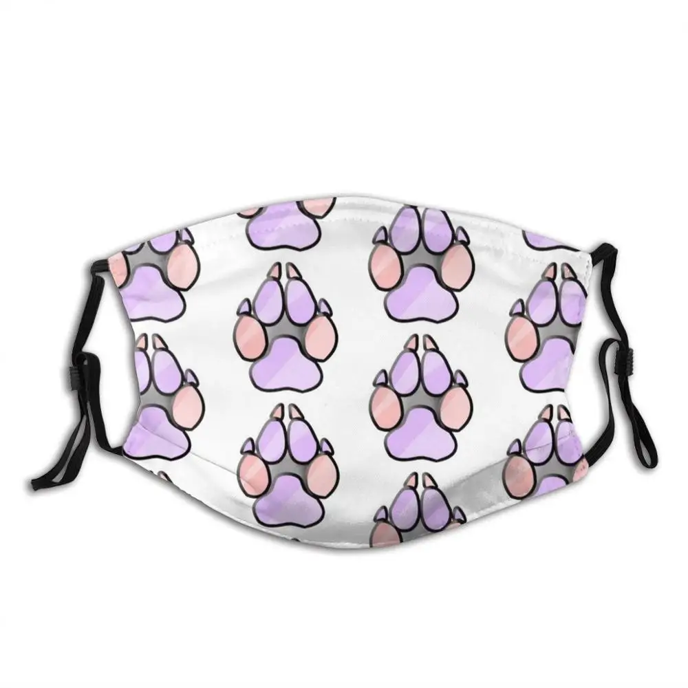 

Purple & Pink Paw Funny Cool Cloth Mask Lupeespirit Lupeestreams Sub Badge Paw Print Purple Pink Rose Gold