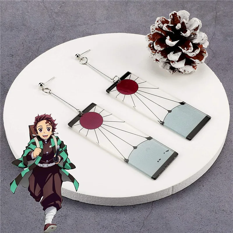 Hanafuda Tanjiro Demon Slayer Earrings One piece Merchandise Up to