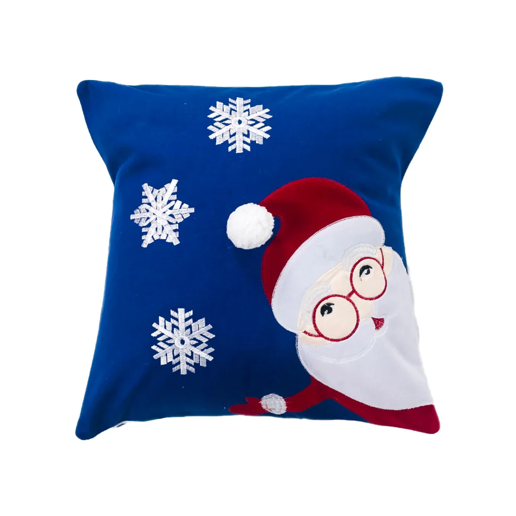 New Pillow Cover Christmas Snowman Personalized Pillowcase Alphabet Cotton And Linen Embroidery Printed Square Pillowcase