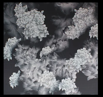 

High End Slik Fabric Black And White Flower Print 93% Silk 7% Spandex Dress Material Shirt Sewing Stretch Silk Satin