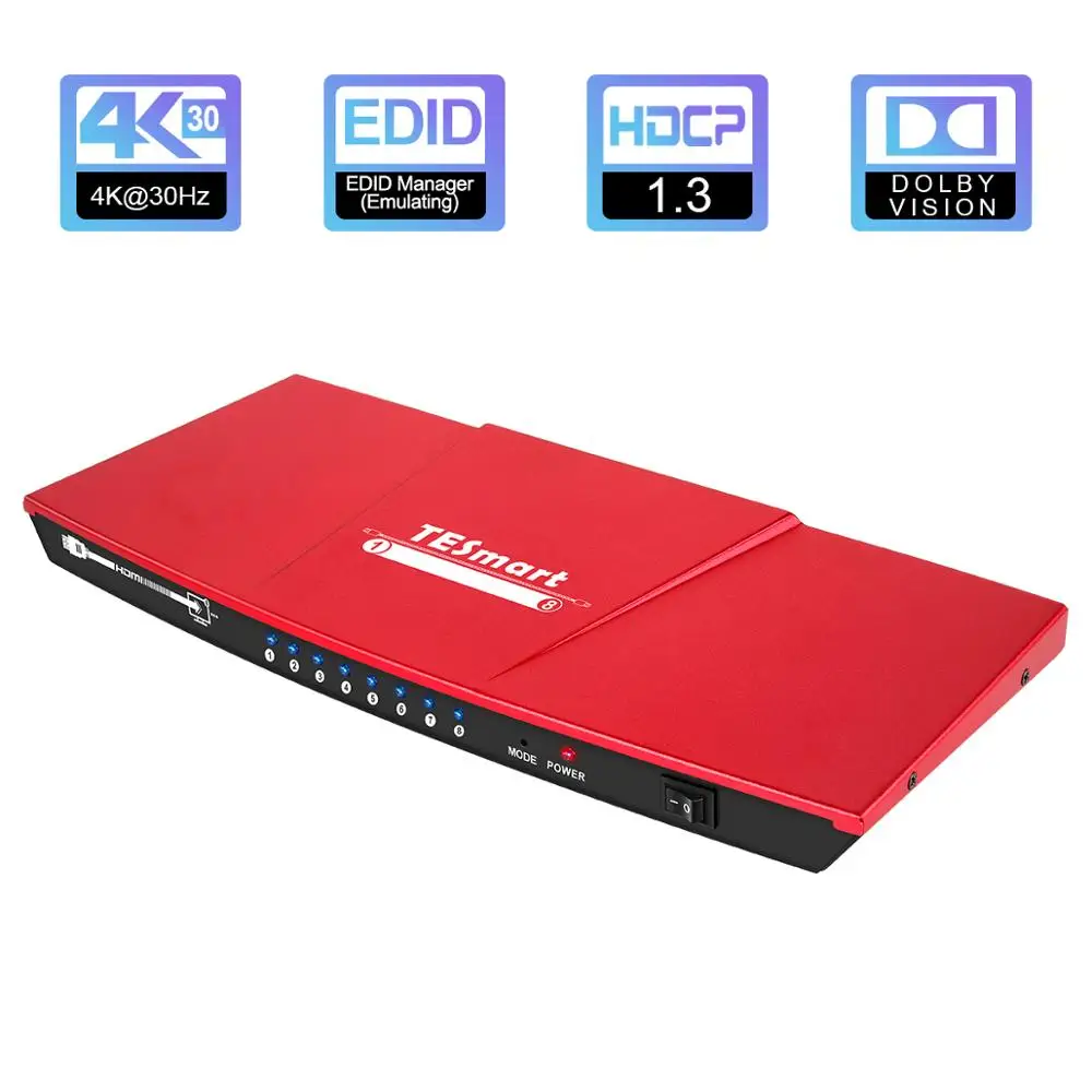 Сплиттер HDMI 1x8 8 портов сплиттер 1 дюйм разрешение до Ultra HD 4K 30 Гц Поддержка