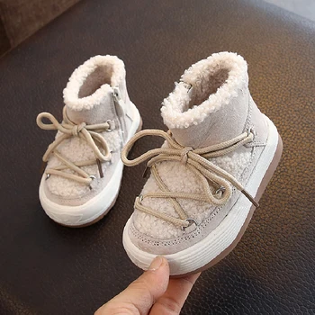 2020 New Winter Children Snow Boots Wool Girls Boots Plush Boy Warm Shoes Fashion Kids Boots Zipper Baby Toddler Shoes Sneakers 1