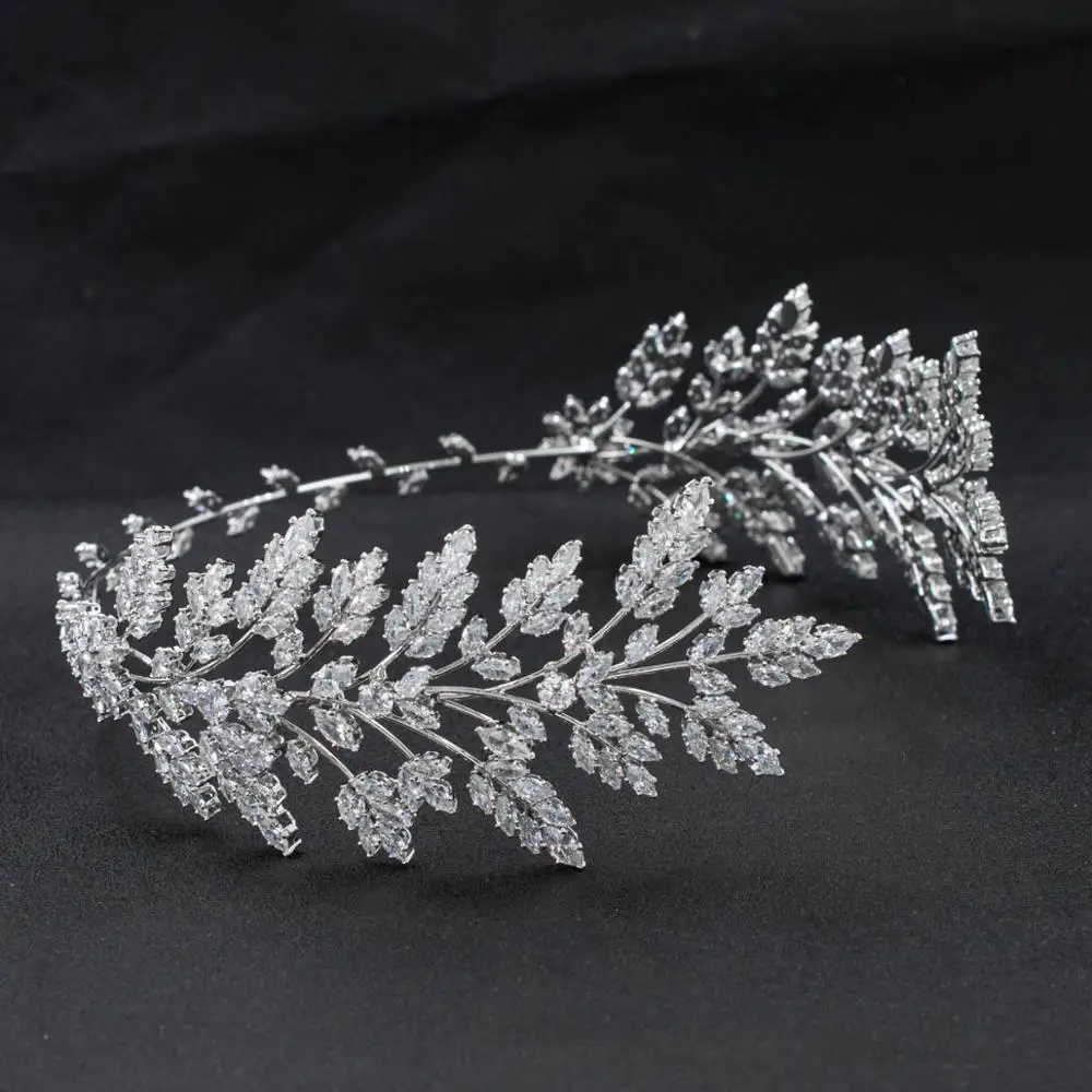 42cm Handmade 2020 New Cubic Zirconia Bridal Wedding Soft Headband Hairband Tiara Hair Jewelry Accessories Hairpieces CHA10052