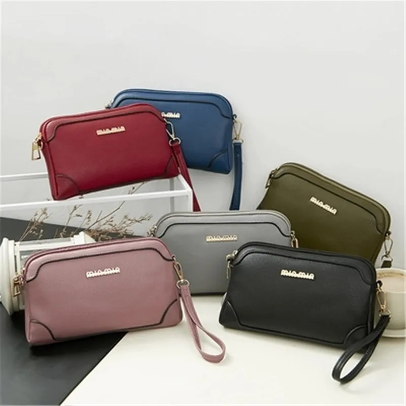 

Summer ruan pi bao Women's Shoulder Bag Simple Versatile Shoulder Change Mobile Phone Solid Color Women's Portable Clutch Bag