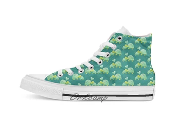 

Sweet Turtle Hugs with Heart in Teal Lime Green and Turquoise Custom Casual High Top lace-up Canvas shoes sneakers Drop shipping