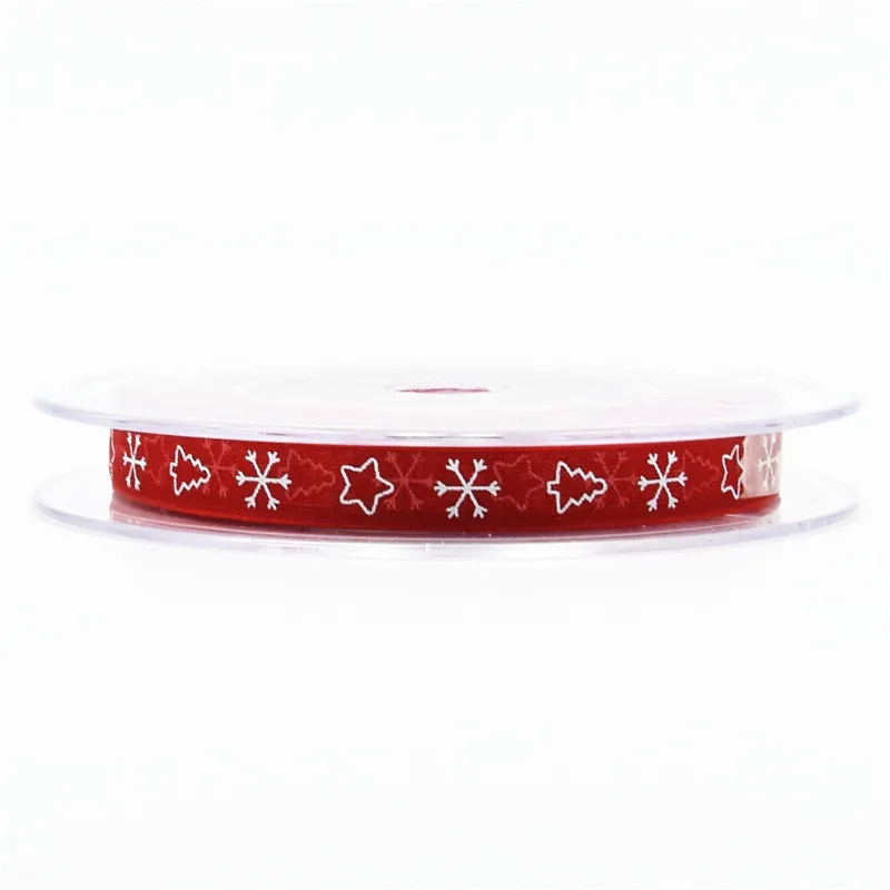 Red 1 см 10/20 м/рулон Рождественская лента из органзы для свадьбы Рождество DIY рождественские вечерние подарки для обертывания коробок Шапочка-парик из косичек белый красный - Цвет: Red