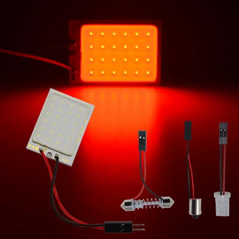 2 шт. T10 удара 24smd Светодиодная панель для автомобиля супер белый авто Интерьер Чтение карта лампа светильник купол с фестонами BA9S 3 адаптер AC/DC 12V - Испускаемый цвет: Red