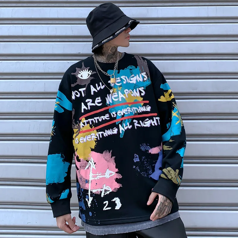2019 мужские хип хоп забавные граффити толстовки Модные уличные Пуловеры Осенние