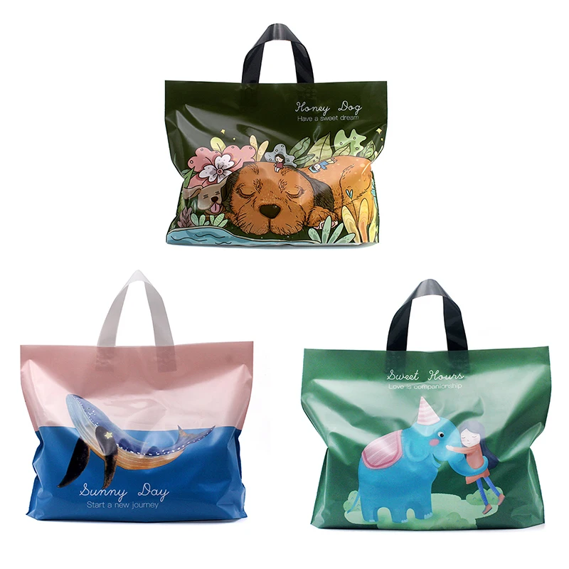 

50Pcs/Lot Shopping Bags for Boutique Clothes Store Packing Bags Thicken Plastic Bag for Packing Wedding Party Gift Bags 4 Sizes