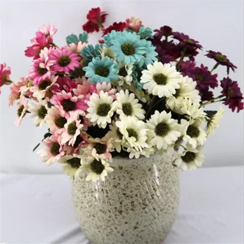 

10Pcs Fake Dutch Daisy (5 Stems/bunch) 12.99" Length Simulation Chrysanthemum for Wedding Home Decorative Artificial Flowers