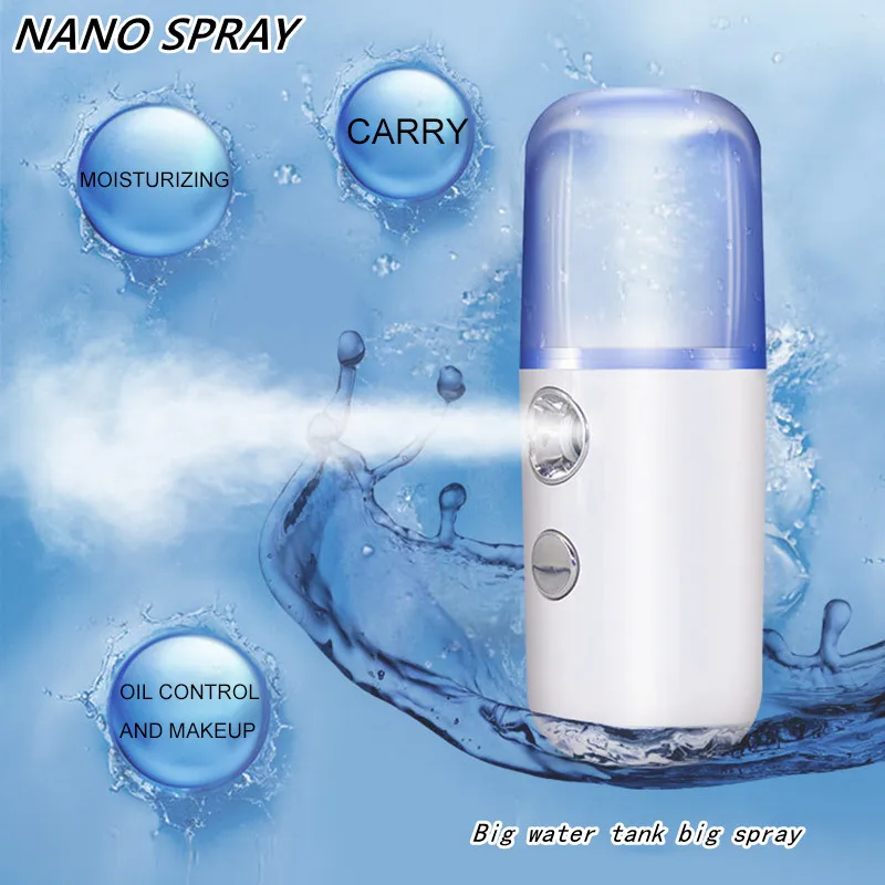 Portable Nano Sprayer Humidifier Cooler Facial Steamer Nebulizer USB Rechargeable Hydrating Moisturizing Beauty Skin Care Tool | Красота и