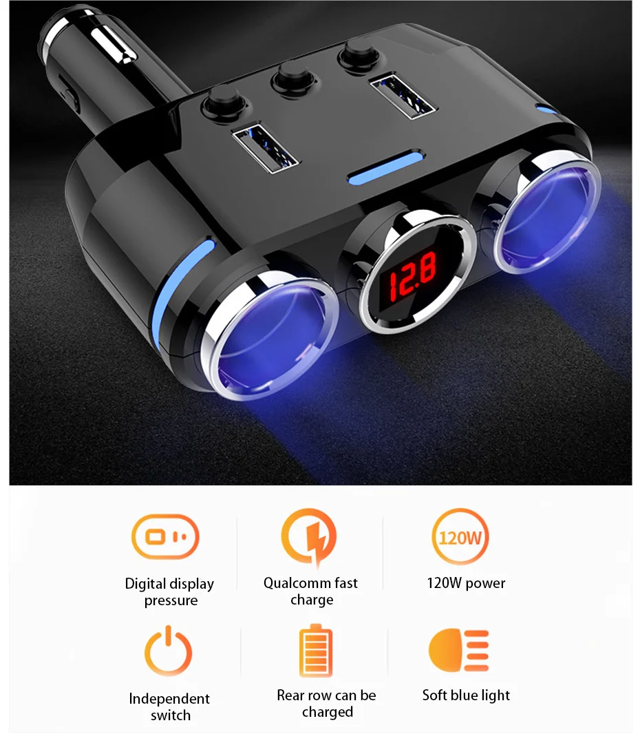 Розетка для автомобильного прикуривателя сплиттер светодиодный USB Зарядное устройство адаптер 3.1A 100W обнаружения для телефона MP3 DVR аксессуары 12 V-24 V