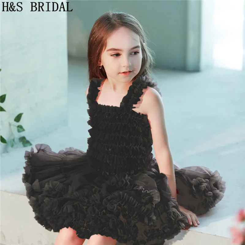 Черный Платья с цветочным узором для девочек юбка-пачка для маленьких девочек пышная детская балетная юбка-американка юбки для маленьких девочек вечерние юбки принцессы для танцев - Цвет: Черный