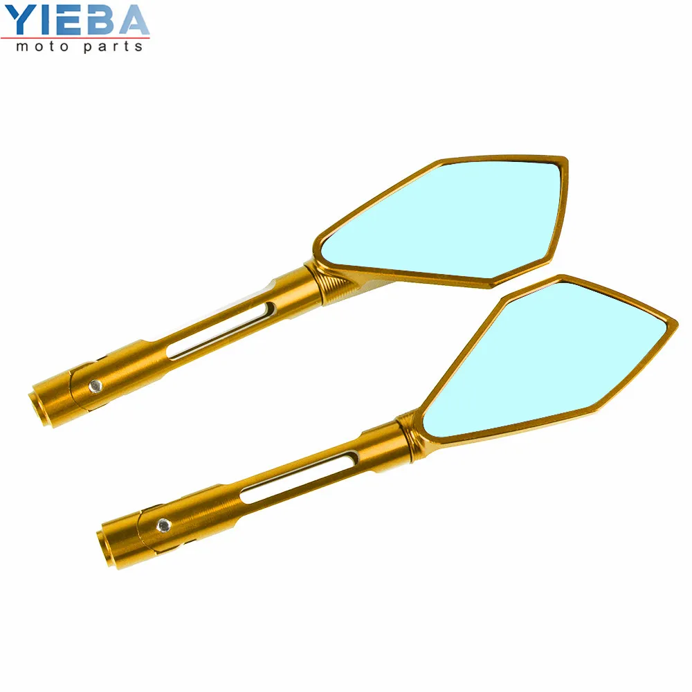 GOLD CNC Алюминиевые универсальные аксессуары для мотоциклов зеркальные зеркала заднего вида для скутера для YAMAHA ys 150 tmax 530 tdm 850 fz6n mt10 c8 - Цвет: GOLD