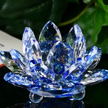 

Lotus Crystal Glass Figure Paperweight Ornament Feng Shui Decor Collection Crystal Clear Color Natural Wedding Decoration DIY