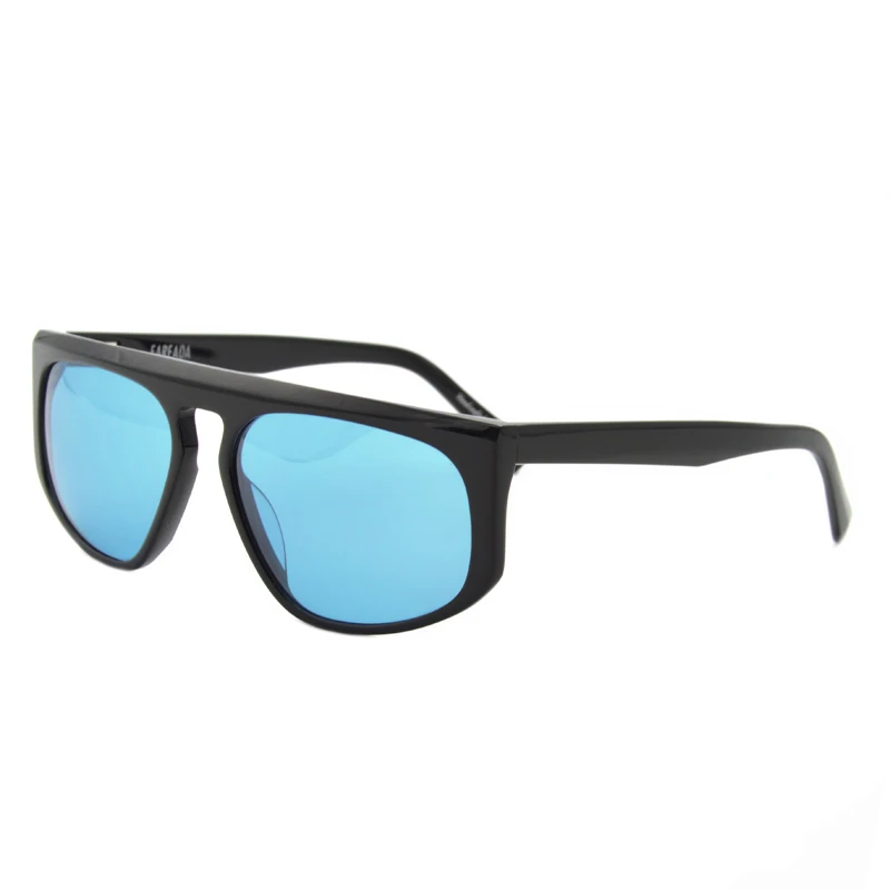 Iron Man Robert Downey Sunglasses light color sunlens Fashion Retro flexible Men Brand Designer handmade Acetate Frame Eyewear - Цвет линз: blue