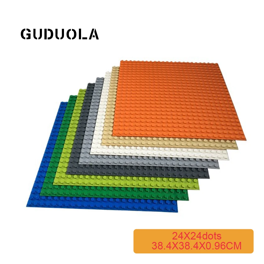 24X24Dots 38.4X38.4X0.96cm Big Bricks Base Plate in Blocks Large Building Block wall Duplo  Classic Baseplate Toy for Children