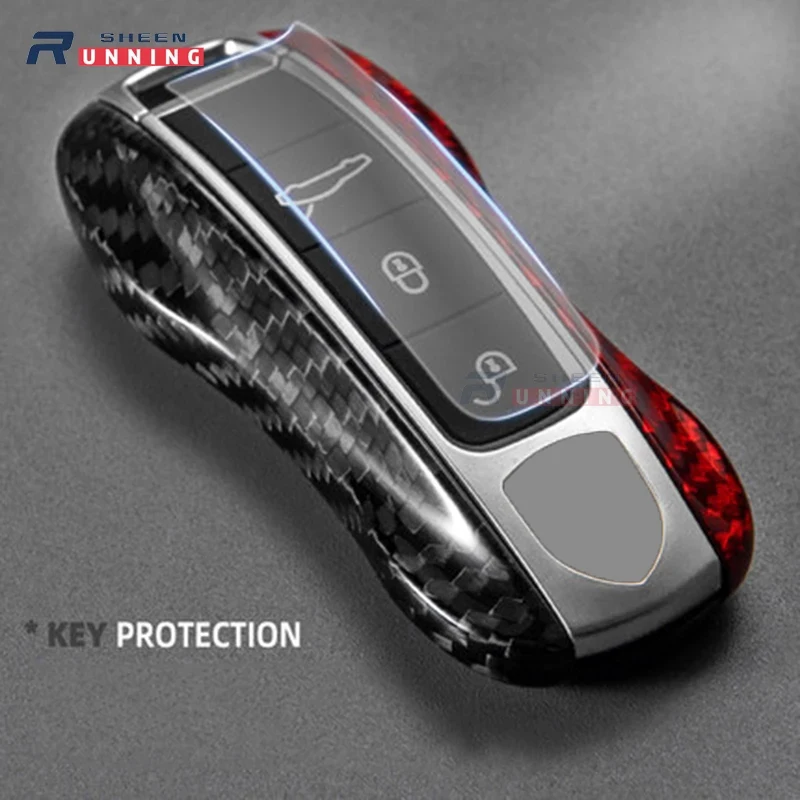 

Car Key Case Cover Shell Carbon Fiber Fit Porsche Cayenne Macan 718 911 Boxster Cayman Panamera For porsche Key protector