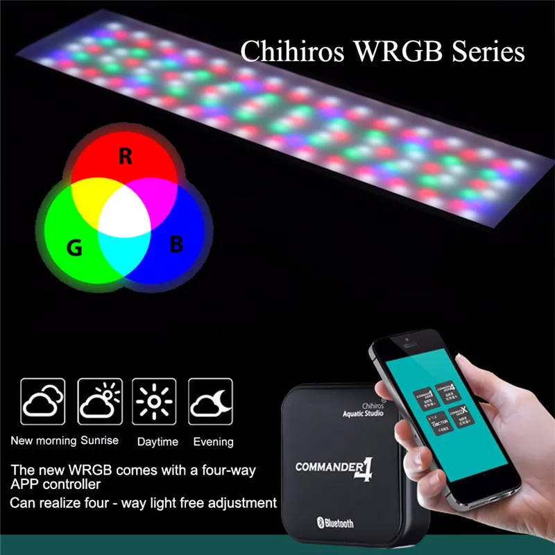 

Chihiros WRGB Series LED Lighting for Water Plant Growing Simulated Sunrise Sunset Bluetooth Smart Control commander 4
