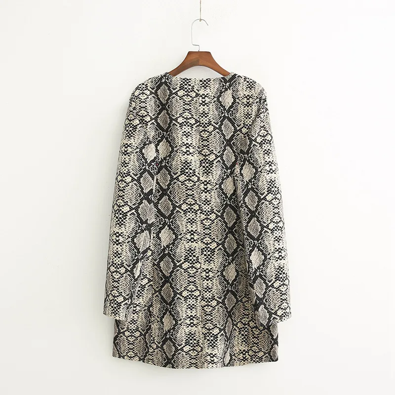 

19xd11-1706 2018 Autumn New Style Casual Wind WOMEN'S Dress Snakeskin Printed Zipper Jacket
