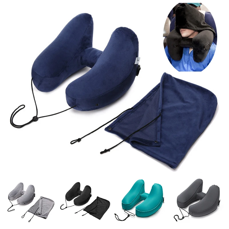 

New H Shape Inflatable Travel Pillow Folding Lightweight Nap Neck Pillow Car Seat Office Airplane Sleeping Cushion Pillow Body