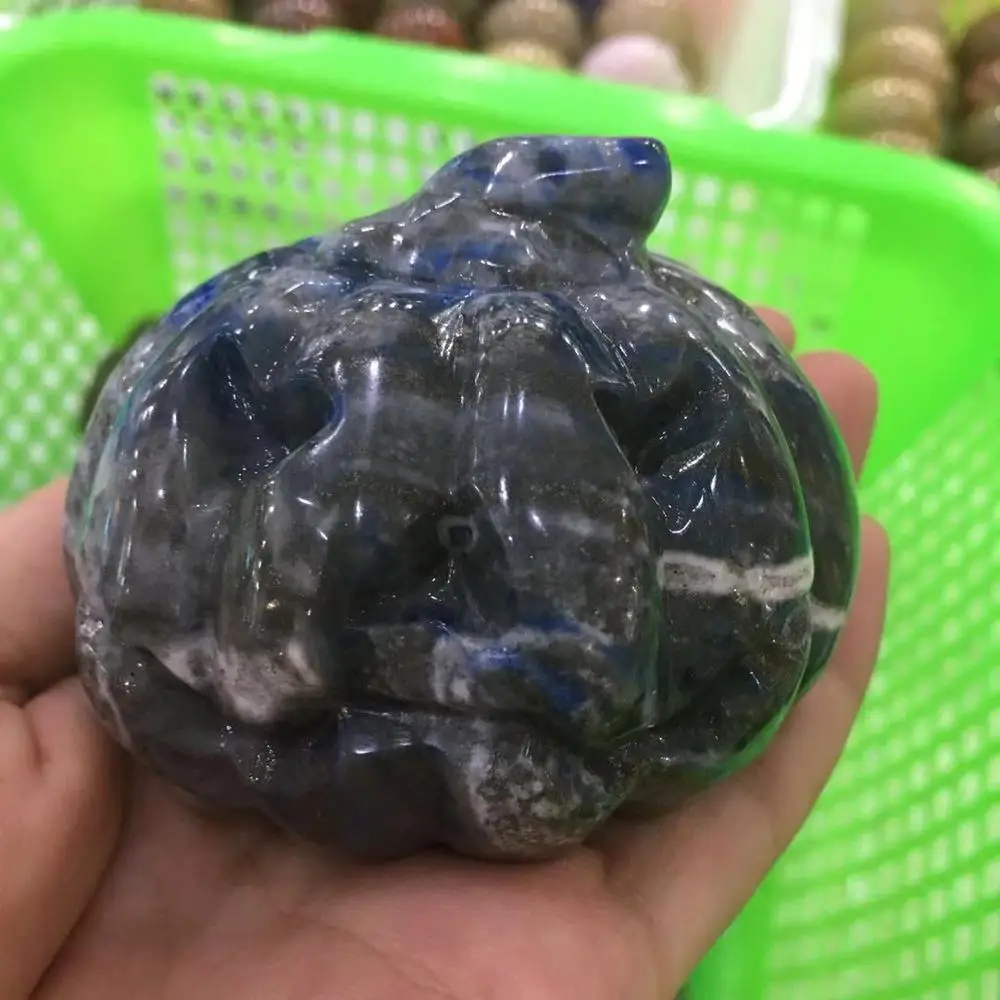 lapis lazuli Натуральная Gemtone Тыква головная фигурка кварцевый кристалл Голова Статуя для Хэллоуина Рождество домашнее украшение для подарков - Цвет: lapis lazuli
