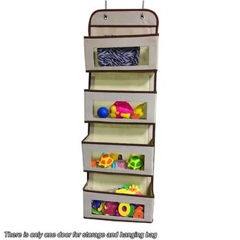 

For Pantry Over The Door Organizer With 4 Pockets Clear Window Dorm Storage Bag Closet Non-woven Hooks Baby Nursery Bathroom