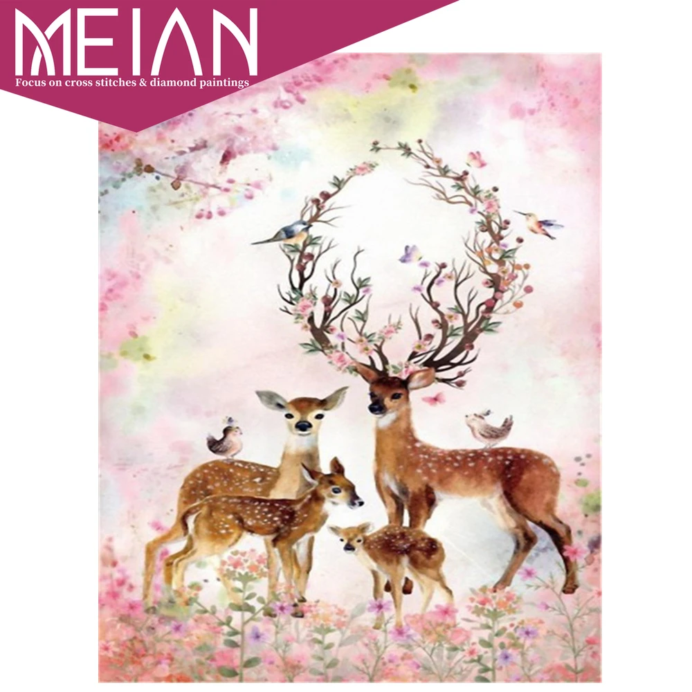 2020 алмазная живопись MEIAN Deer вышивка крестиком животные картины Стразы рукоделие