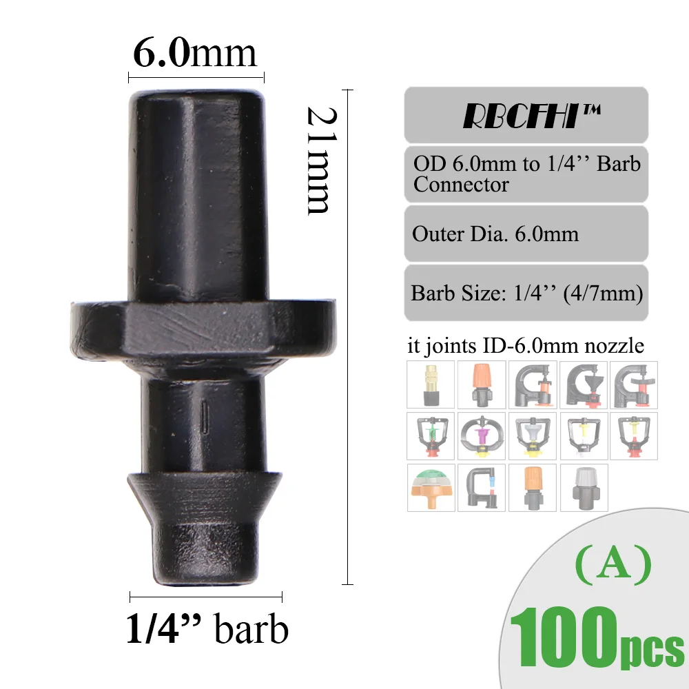 Connectors Micro Nozzles Sprinklers Irrigation Watering Coupling Adapter Stakes for Garden ID/OD-6.0/7.5mm