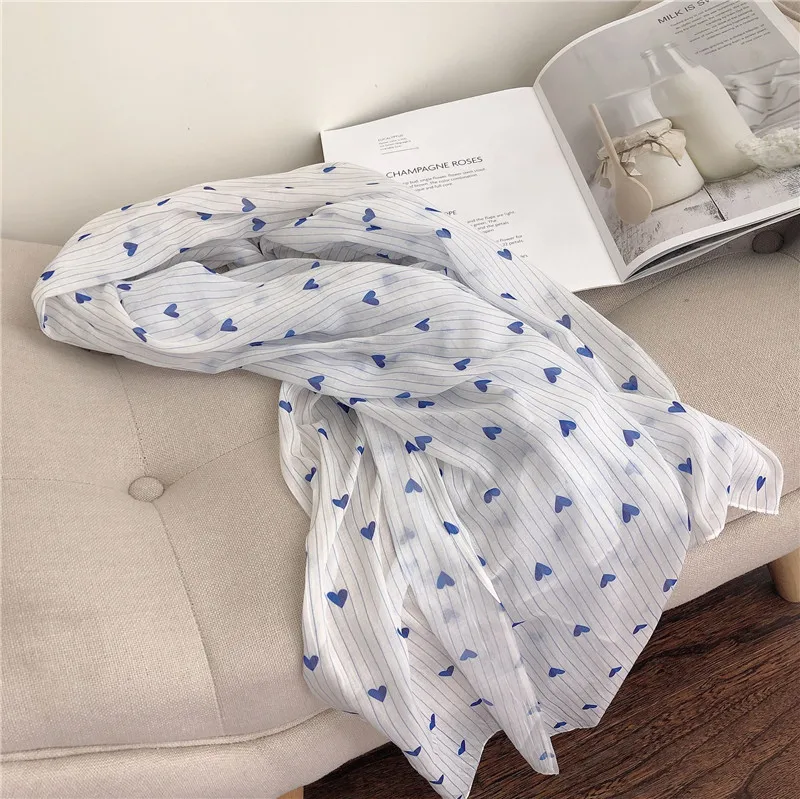 

2019 Newest Women Heart Pattern Striped Pattern Cotton Scarf 10pcs/lot